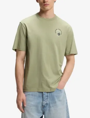 HUGO Branded Matcha Cotton-Jersey T-Shirt detail 3