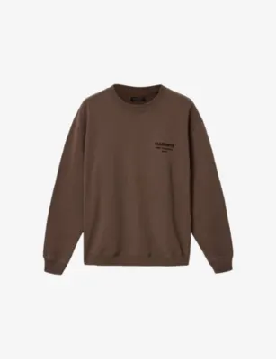 ALLSAINTS Xander Branded-Print Cotton-Jersey Sweatshirt - Bitter Brown