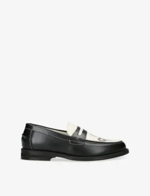 DUKE & DEXTER Wilde snake-graphic print leather penny loafers - EUR 42 / 8 UK MEN