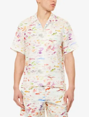 VILEBREQUIN Charli Fish-Print Linen Shirt detail 3