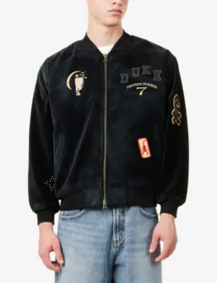 DUKE & DEXTER Lucky 7 Patchwork Cotton-Velvet Bomber Jacket detail 3