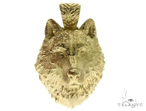 RINA - For Him FACTORY 14K Yellow Gold Wolf Head Charm Pendant 62497 in Rose Gold – Pendant