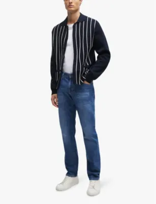 BOSS Regular-fit straight-leg mid-rise stretch-denim jeans - 31/32 detail 2