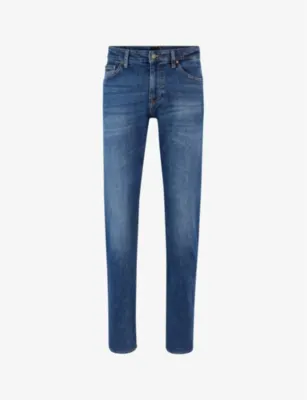 BOSS Regular-fit straight-leg mid-rise stretch-denim jeans - 31/32