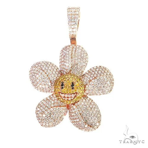 RINA - For Him CUSTOM Custom Made Spinning Blooming Flower Co. Logo Diamond Pendant 67807 in Rose Gold – Pendant