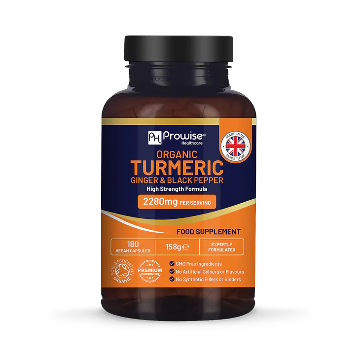 Prowise Healthcare Organic Turmeric 2280mg (High Strength) with Black Pepper & Ginger ‚Äì 180 Vegan Capsules