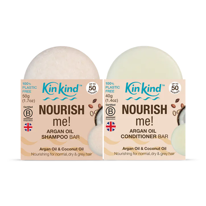 KinKind NOURISH me! Argan Oil Shampoo and Conditioner Bar Set 90g