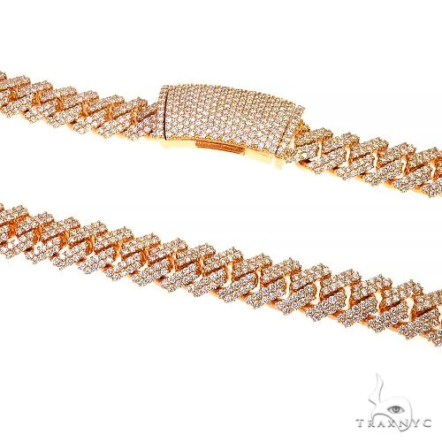 AHMED - MOON JEWELRY 2 Row Prong Set Diamond Cuban Chain 66974 in Rose – Chain