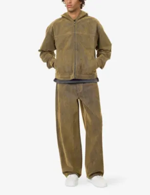 DAILY PAPER Velvet Shield Hooded Denim Jacket in BROWN, additional product view 2