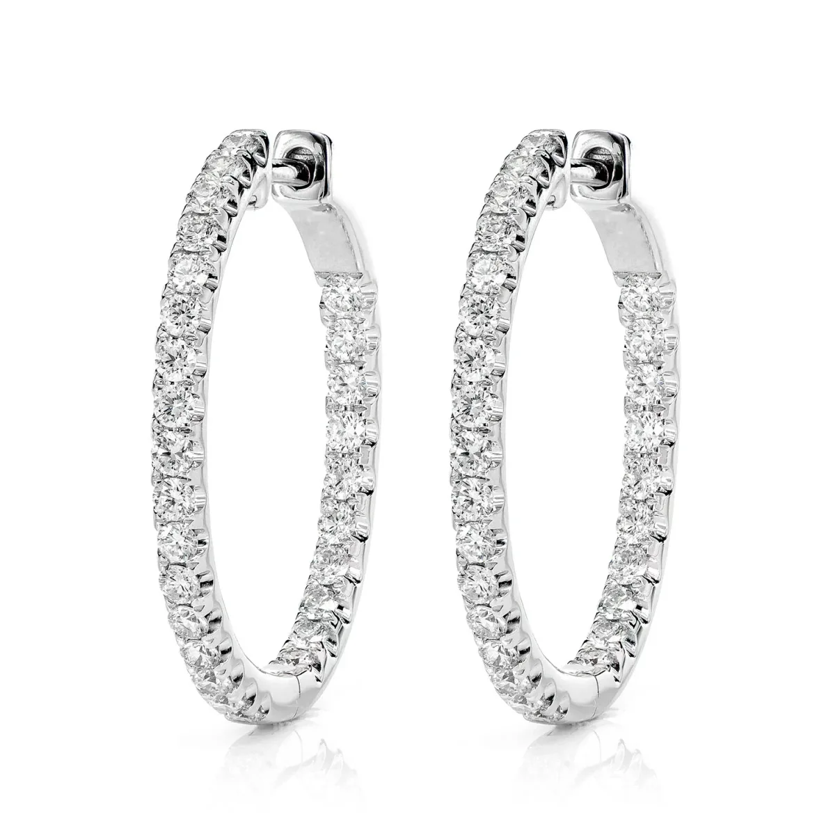 For Him Oval Diamond Inside Outside Hoop Earrings in White Gold / Lab Grown Diamond – Earring