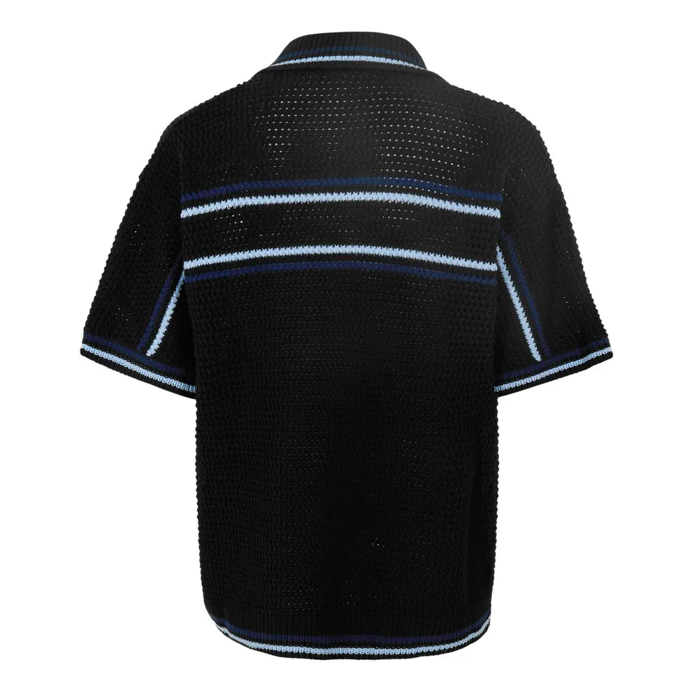 Casablanca Men's Crochet Short Sleeve Patterned Shirt detail 2