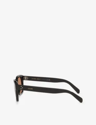 CELINE CL40232I 3-Dots Rectangle-Frame Acetate Sunglasses in BLACK, additional product view 2