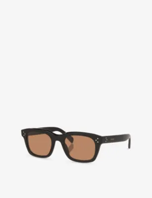 CELINE CL40232I 3-Dots Rectangle-Frame Acetate Sunglasses in BLACK, additional product view 3