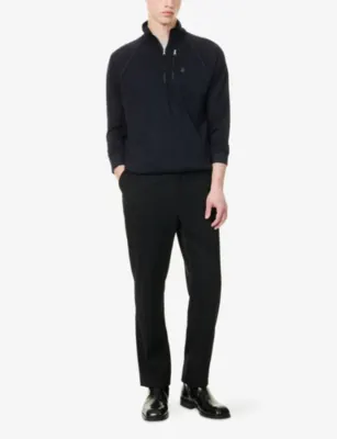 DUNHILL Athluxury Quarter-Zip Wool Top in House Navy, additional product view 2