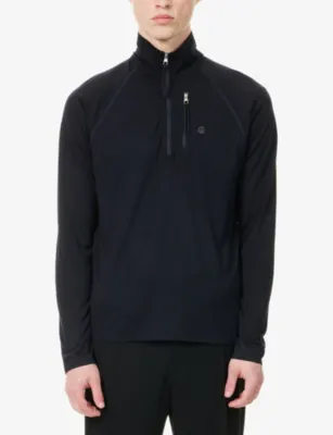 DUNHILL Athluxury Quarter-Zip Wool Top in House Navy, additional product view 3