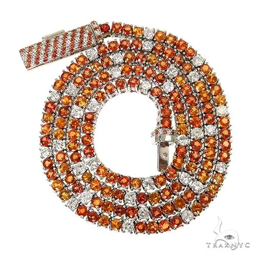 PIA - For Him GEMSTONES Custom Made Barrel Lock Sapphire Diamond Tennis Chain 67478 in Rose – Chain