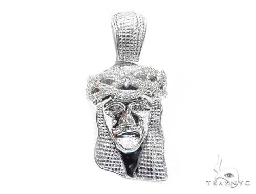 RINA - For Him FACTORY 10K Prong Diamond Jesus Piece 41606 in White Gold – Pendant