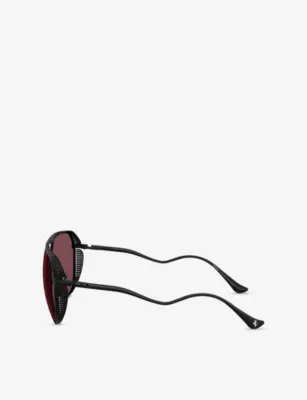 FERRARI FH1021T Pilot-Frame Metal Sunglasses in BLACK, additional product view 3