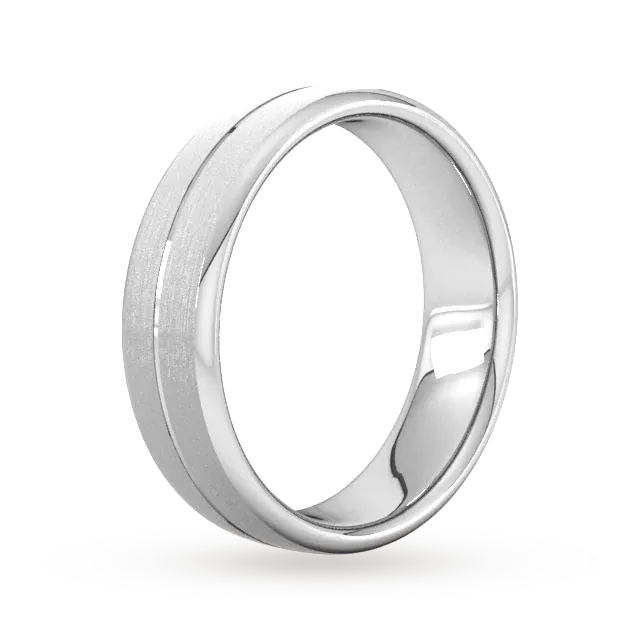 For Him 6mm Slight Court Heavy Centre Groove With Chamfered Edge Wedding Ring In 950 Palladium detail 2