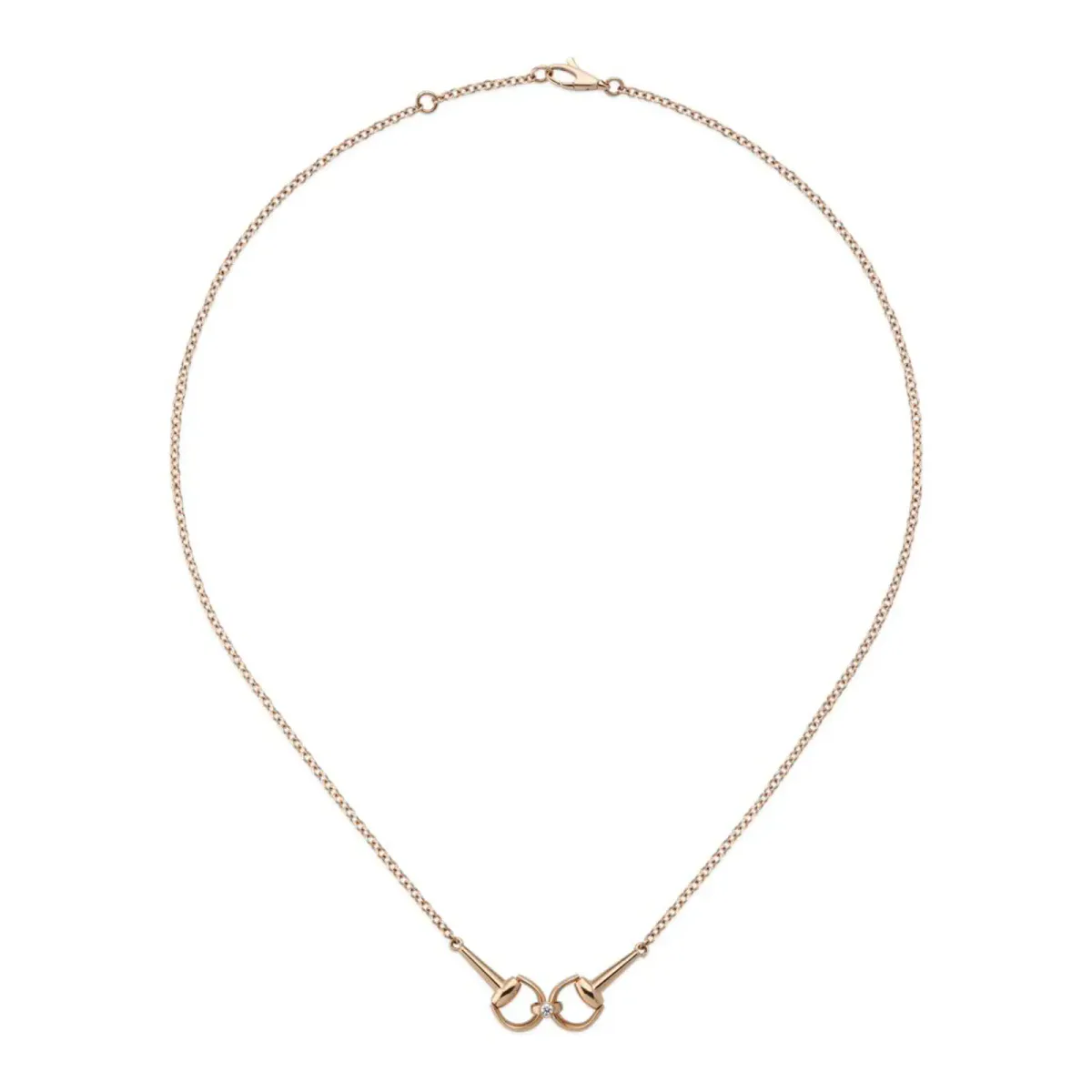Gucci Horsebit 18ct Rose Gold 0.02ct Diamond Necklace
