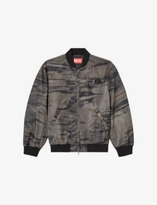 DIESEL J-Kepes Logo-Plaque Nylon Bomber Jacket
