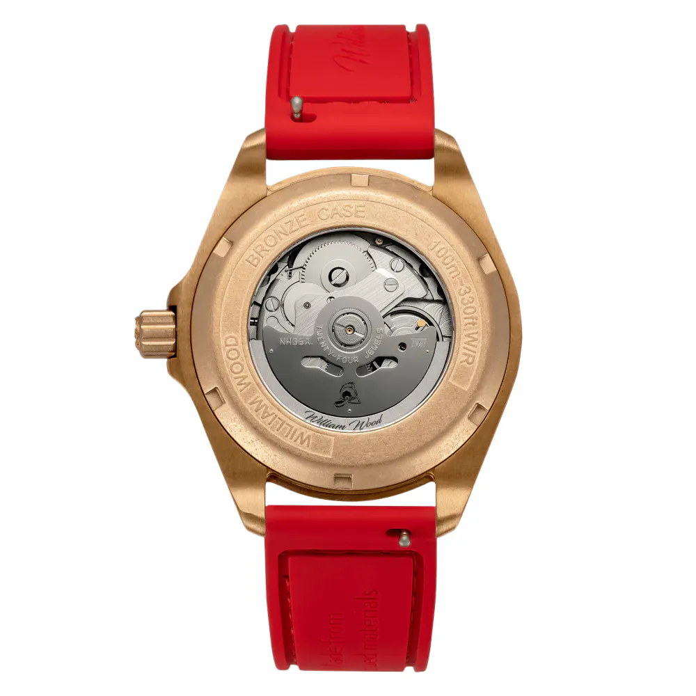 William Wood Watches Valiant Collection 41mm Mens Watch Red detail 2