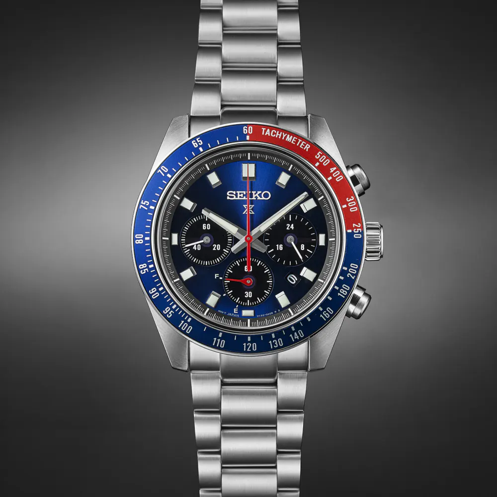 Seiko Prospex Speedtimer Go Large Solar Chronograph 41.5mm Mens Watch Blue detail 3