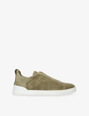 ERMENEGILDO ZEGNA Triple Stitch Suede Trainers - EUR 40 / 6 UK MEN in MID GREEN – Mens | Trainers | Lace up trainers