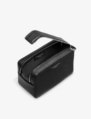 ASPINAL OF LONDON Mount Street branded leather wash bag detail 2