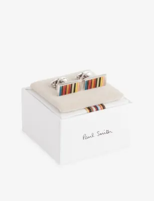 PAUL SMITH Signature Striped Metal Cufflinks detail 3