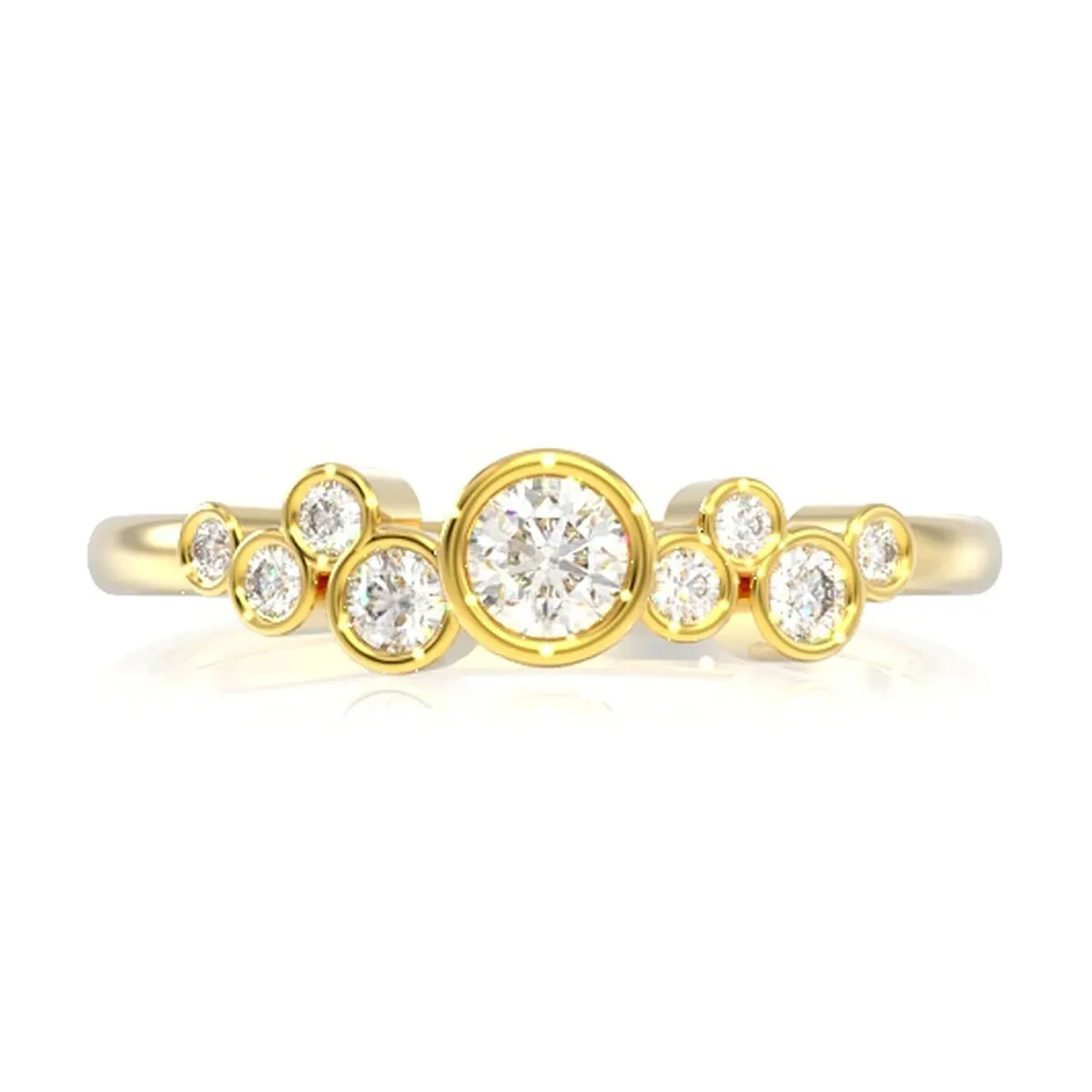 For Him Nine Stone Graduated Bezel Diamond Ring in Yellow Gold / Natural Diamond – Ring
