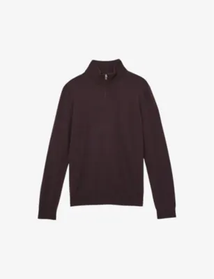 REISS Blackhall half-zip slim-fit merino-wool jumper - DARK AIRFORCE B detail 2