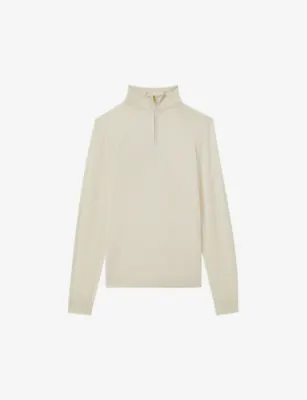 REISS Blackhall half-zip slim-fit merino-wool jumper - DARK AIRFORCE B detail 3