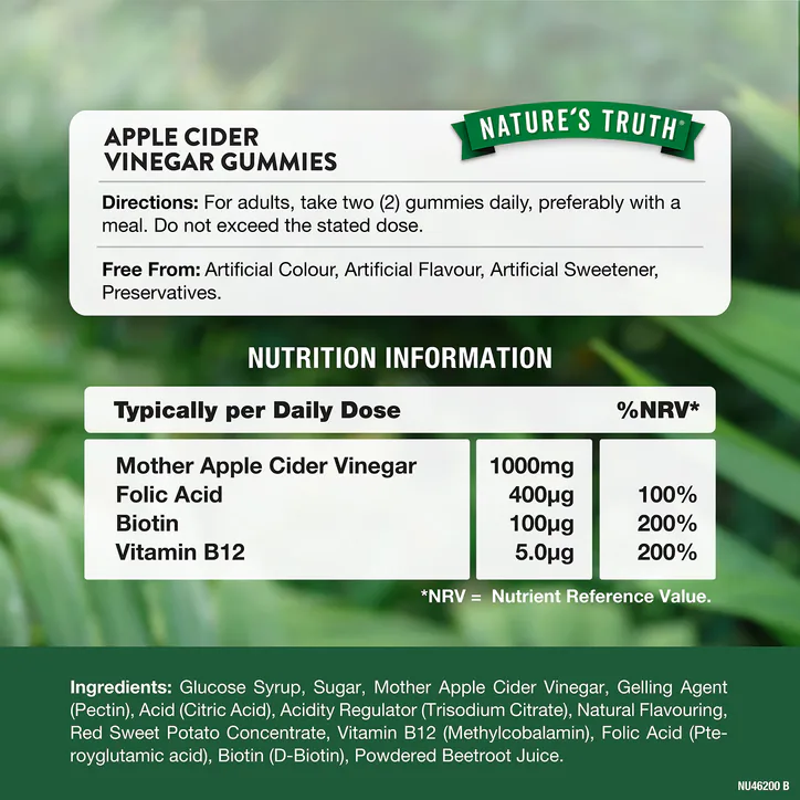 Nature's Truth Apple Cider Vinegar with the Mother & Ginger - 60 Gummies detail 3