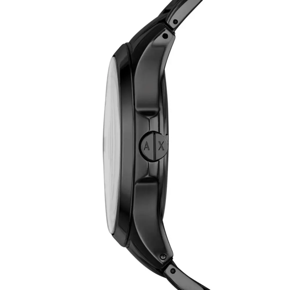 Armani Exchange Three-Hand Date Black Stainless Steel Mens Watch detail 2