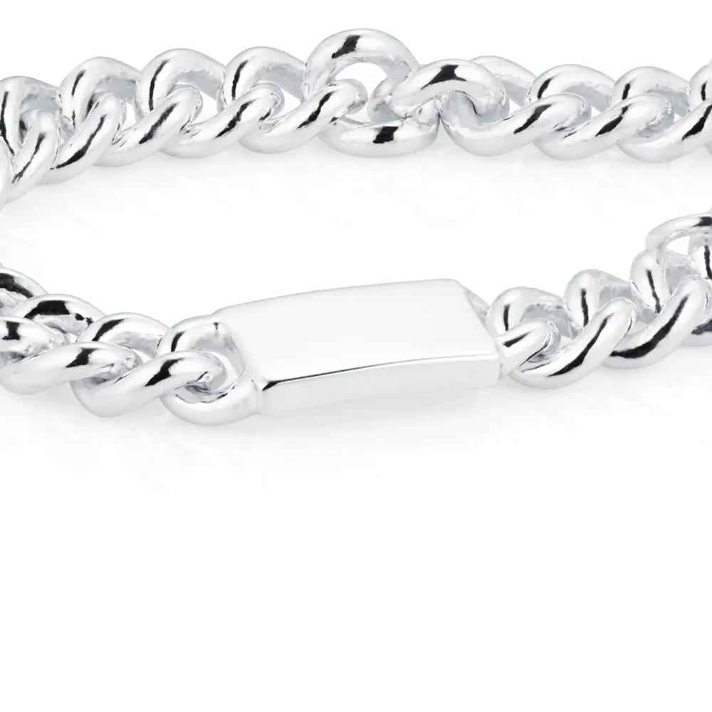 For Him Silver Mens Heritage Curb Bracelet detail 3