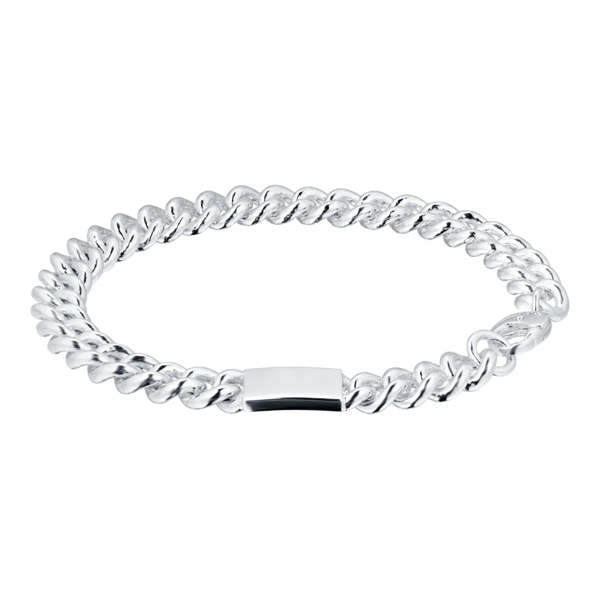 For Him Silver Mens Heritage Curb Bracelet