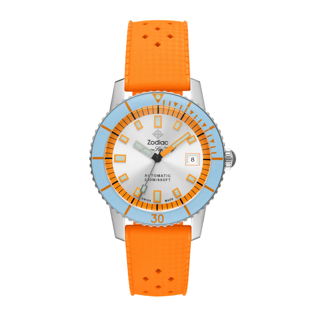 Zodiac Compression Diver Automatic Orange Rubber Watch
