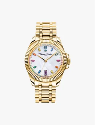 THOMAS SABO WA0395-264-207 Divine Rainbow yellow gold-tone stainless-steel and cubic zirconia quartz watch