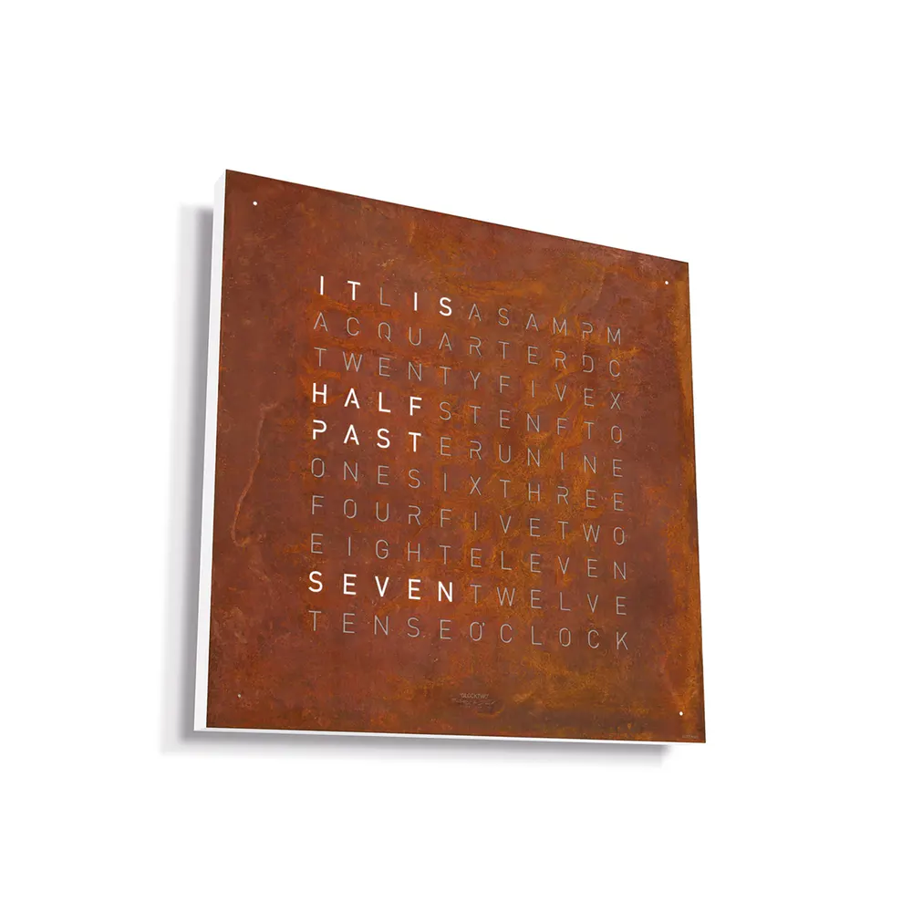 QLOCKTWO CLASSIC Creator's Edition Rust Wall Clock 45cm in Brown, additional product view 2