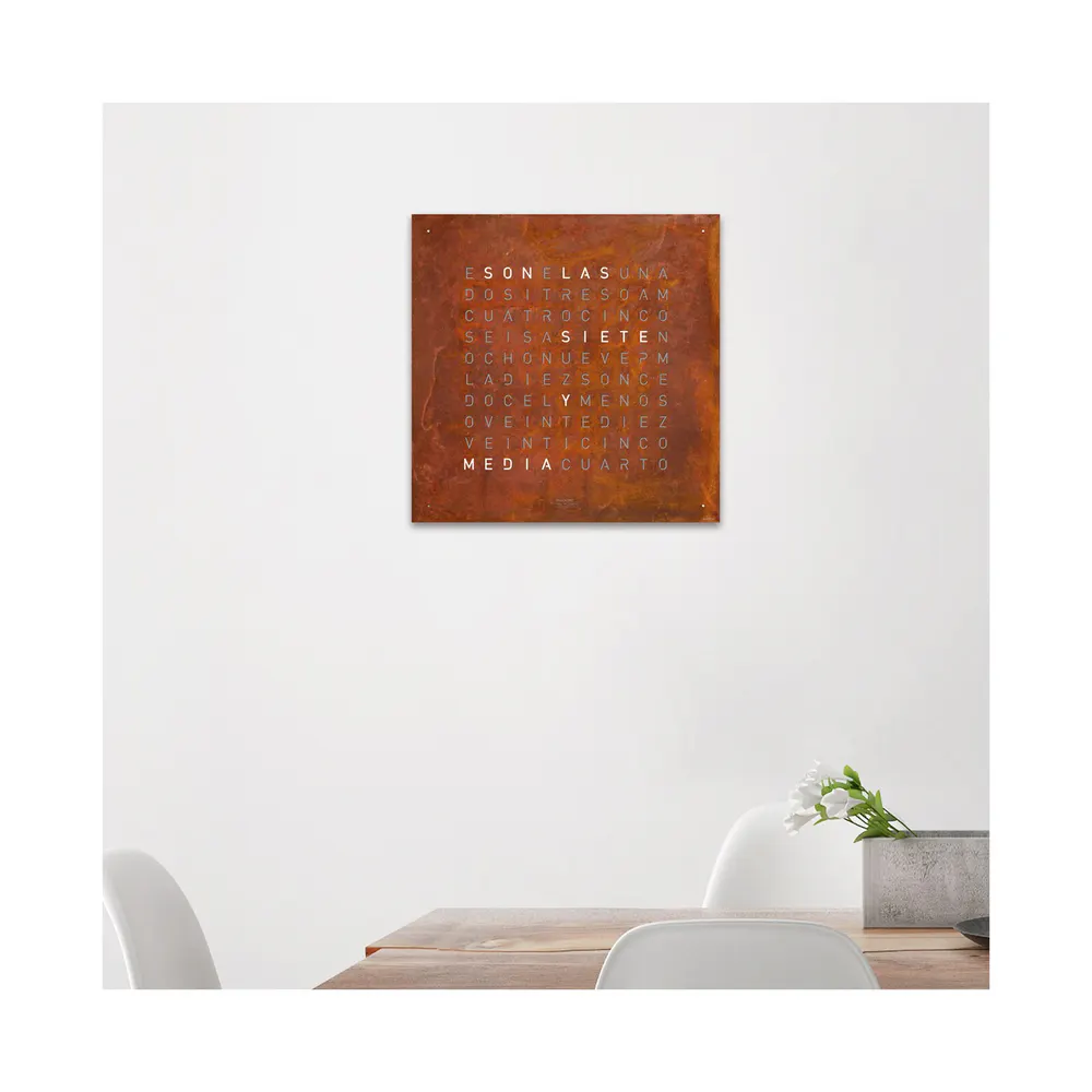QLOCKTWO CLASSIC Creator's Edition Rust Wall Clock 45cm in Brown, additional product view 3