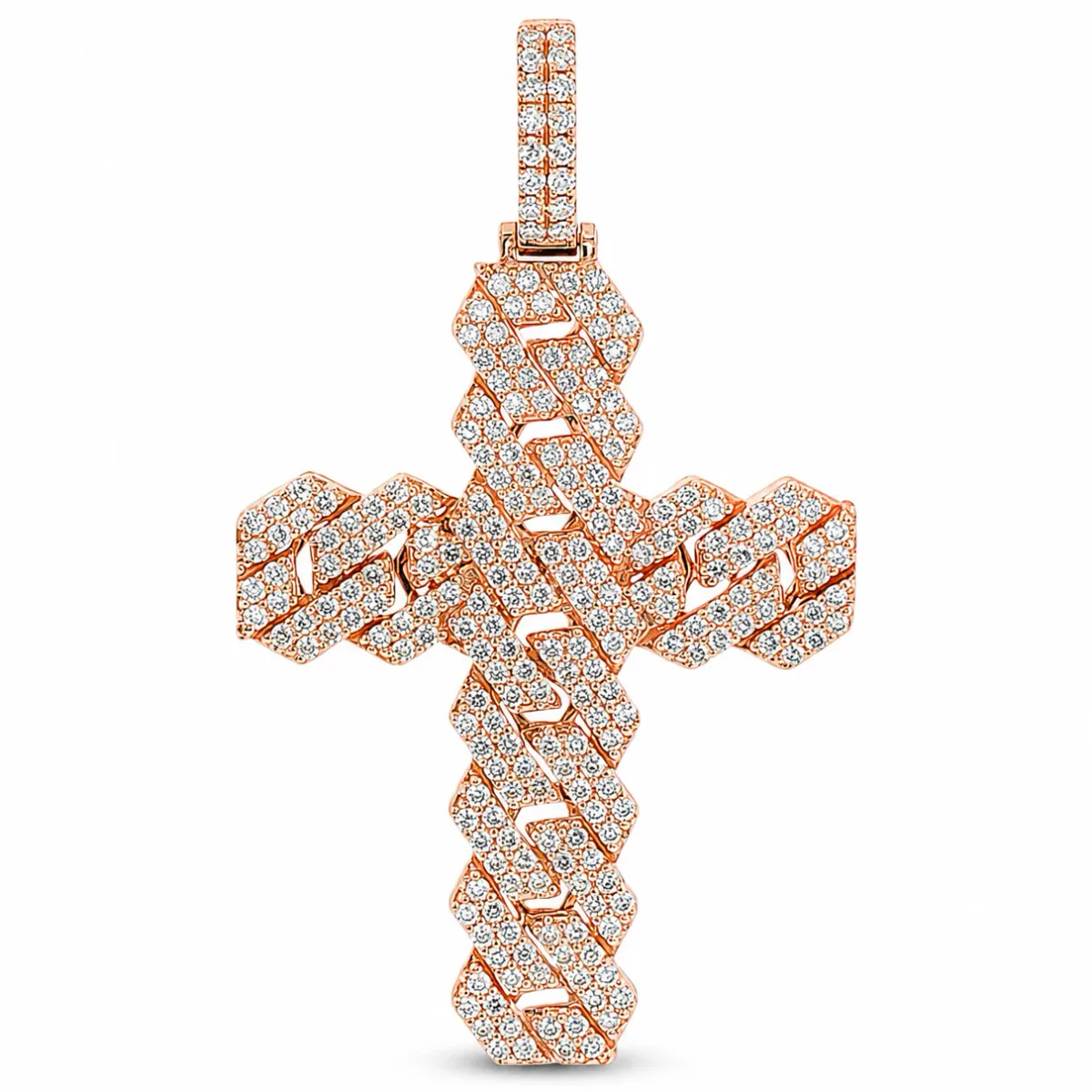ANNA - CONSCIOUS DIAMONDS 14K Gold Cuban Link Diamond Cross Pendant 66168 in Rose Gold – Pendant