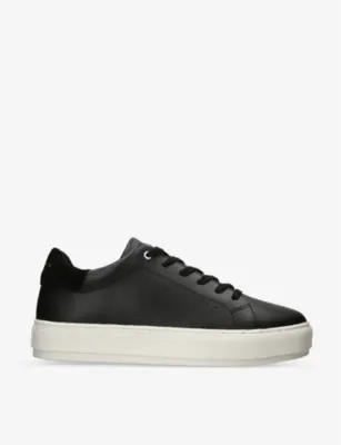 KURT GEIGER LONDON Laney2 foil-logo leather low-top trainers - EUR 45 / 11 UK MEN in BLACK – Mens | Trainers | Lace up trainers