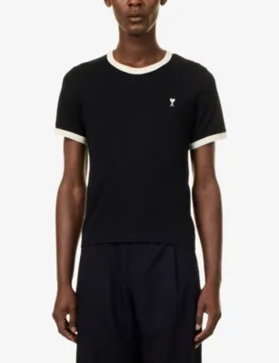 AMI PARIS Contrast Trim Short-Sleeve Cotton T-Shirt detail 3