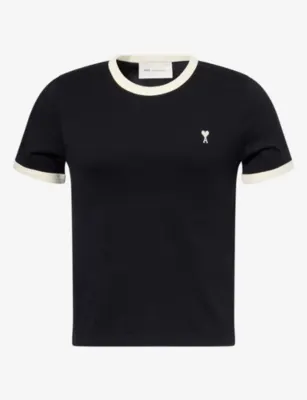 AMI PARIS Contrast Trim Short-Sleeve Cotton T-Shirt