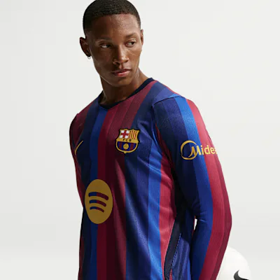 Nike F.C. Barcelona 2026/27 Stadium Home Men's Nike Dri-FIT Football Replica Long-Sleeve Shirt - Deep Garnet/Blue Void/Blackened Blue/Mineral Yellow