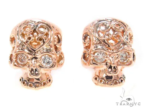 RINA - SUNNY 2 Mens Rose Gold Skull Earrings 35015 in Rose Gold – Earrings