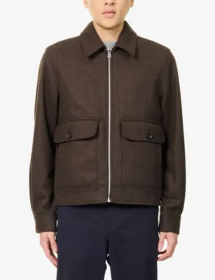 PS BY PAUL SMITH Harrington Zip Wool-Blend Jacket in BROWN, additional product view 3