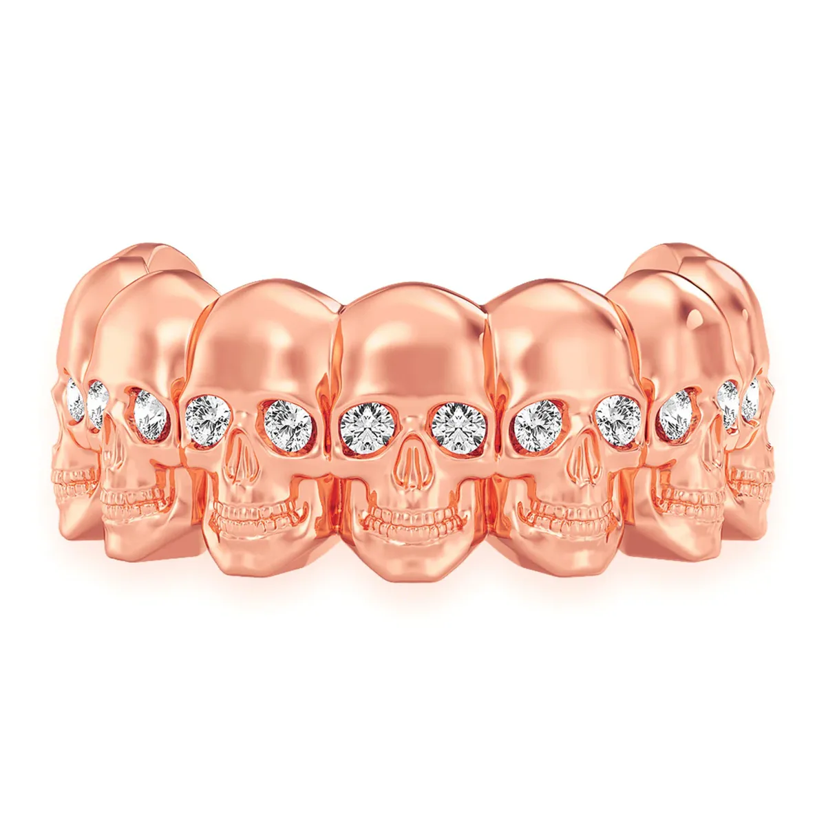 For Him Nine Skull Diamond Ring in Rose Gold / Natural Diamond – Ring