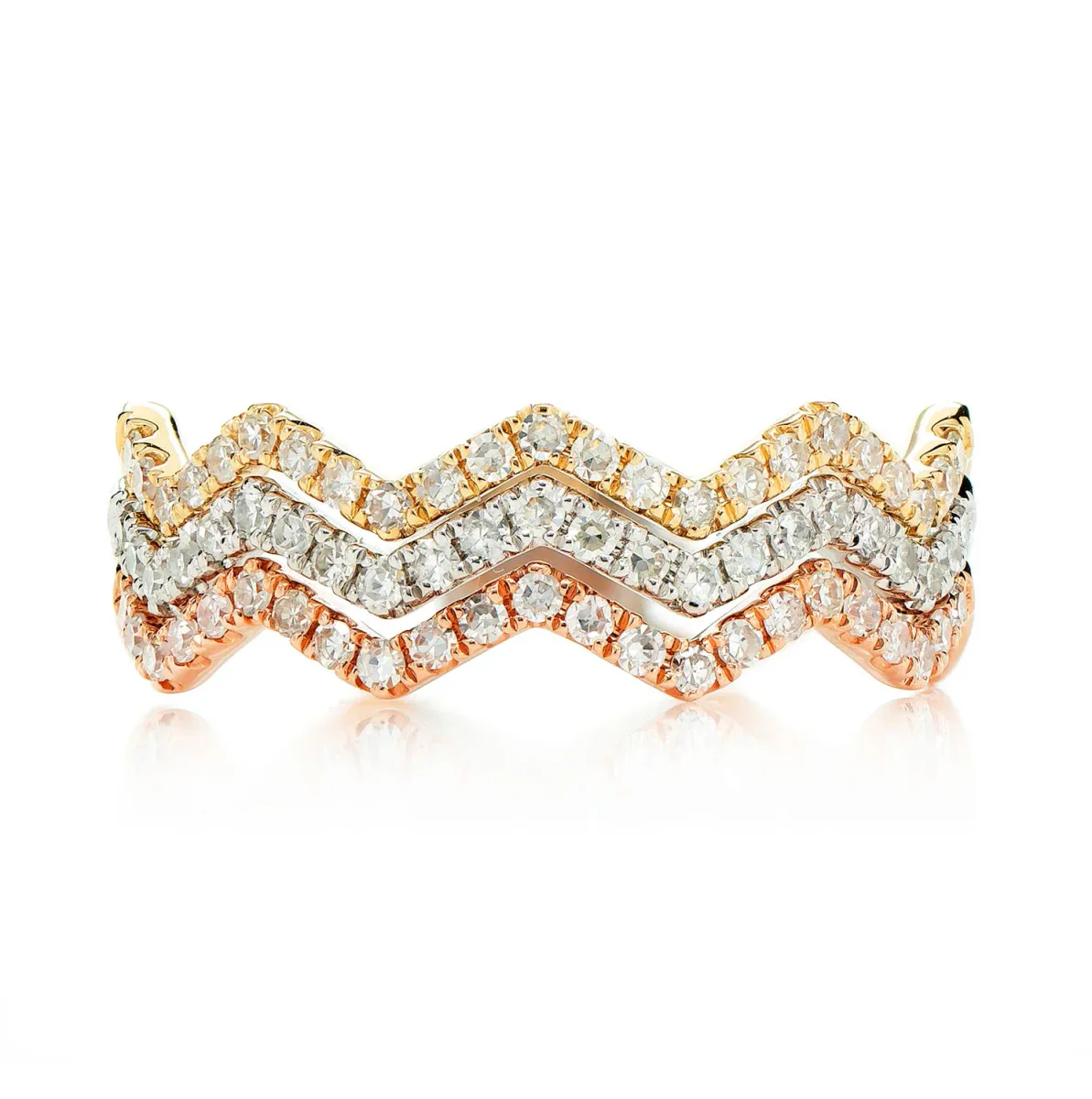 For Him Tri-Tone Wavy Zig Zag Diamond Band in Tri Tone / Natural Diamond – Ring